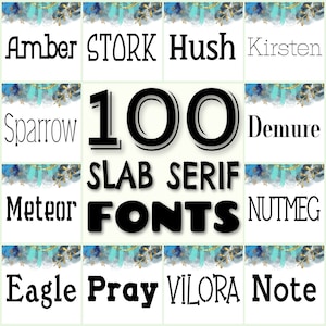 100 Slab serif fonts bundle, logo fonts, retro font pack, stylish fonts set, handwritten fonts, unique fonts, Procreate font, commercial use