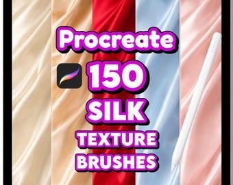 150 pinceles Silk Procreate, textura realista de tela satinada para diseño de lencería e ilustración de moda.