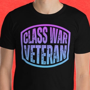 Class War Veteran Distressed Font Purple Blue Edition Short-Sleeve Unisex T-Shirt