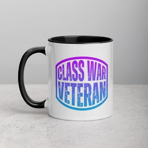 Class War Veteran Distressed Font Blue Purple Edition Mug with Color Inside