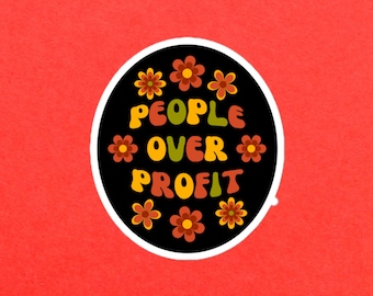People Over Profit Retro Style Bubble-free sticker