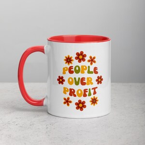 People Over Profit Retro Style Mug with Color Inside