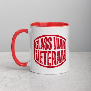 Class War Veteran Distressed Font Mug with Color Inside
