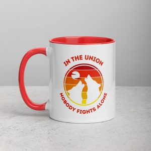 In The Union Nobody Fights Alone Wolf  Mug with Color Inside