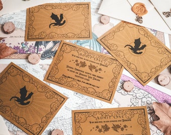 VIERTE FLÜGEL-EINLADUNG – Basgiath Golden Invitation – Fan-Kunst-Illustration von Andrés Aguirre @aaguirreart