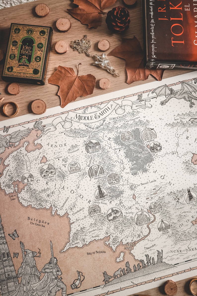 MIDDLE EARTH MAP - From Lord of the Rings - Fan Art Illustration by ...