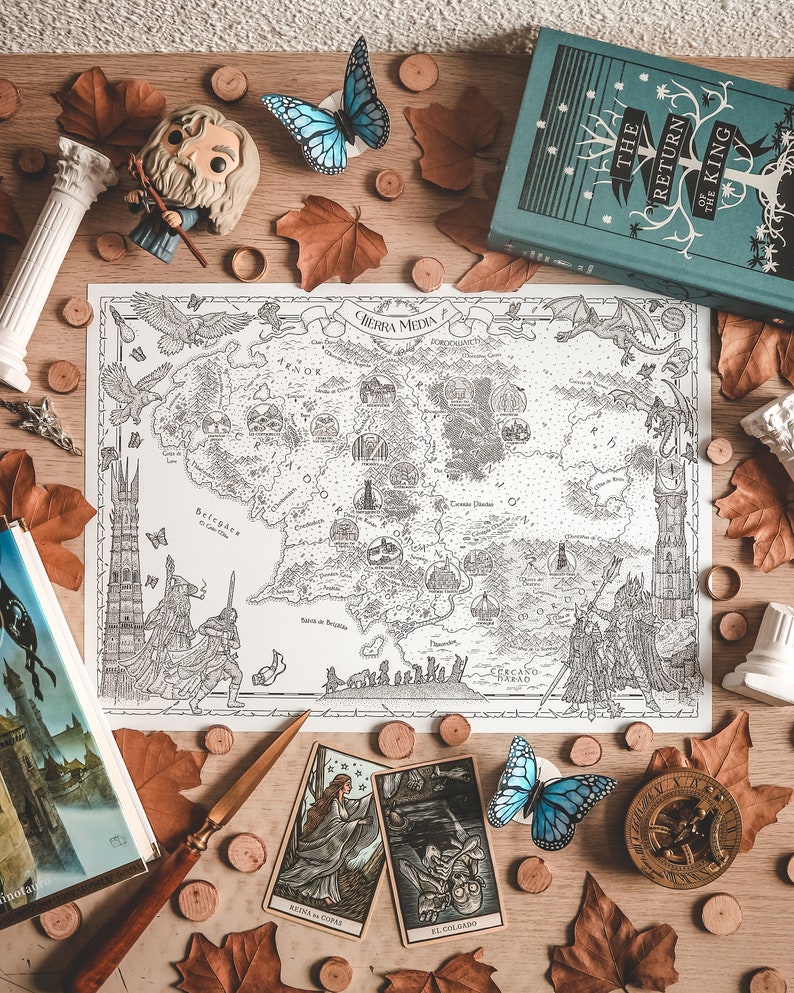 MIDDLE EARTH MAP - From Lord of the Rings - Fan Art Illustration by ...