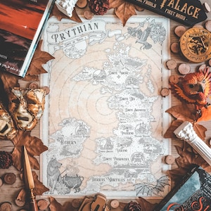 La carte de Prythian. DÉTACHER. SOUS LICENCE OFFICIELLE !  - Illustration FanArt réalisée par Andrés Aguirre @aaguirreart