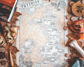 The map of Prythian. ACOTAR. - Fan art illustration by Andrés Aguirre @aaguirreart