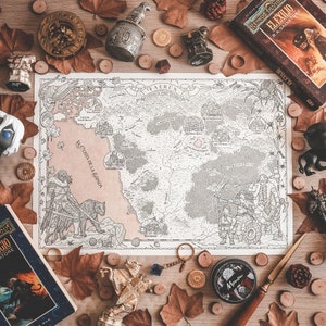 FAERUN - Carte du monde DONJONS & DRAGONS - Illustration FanArt par Andrés Aguirre @aaguirreart