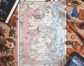 GAME of THR0NES MAP - Westerooes Map - Ilustración FanArt hecha por Andrés Aguirre @aaguirreart