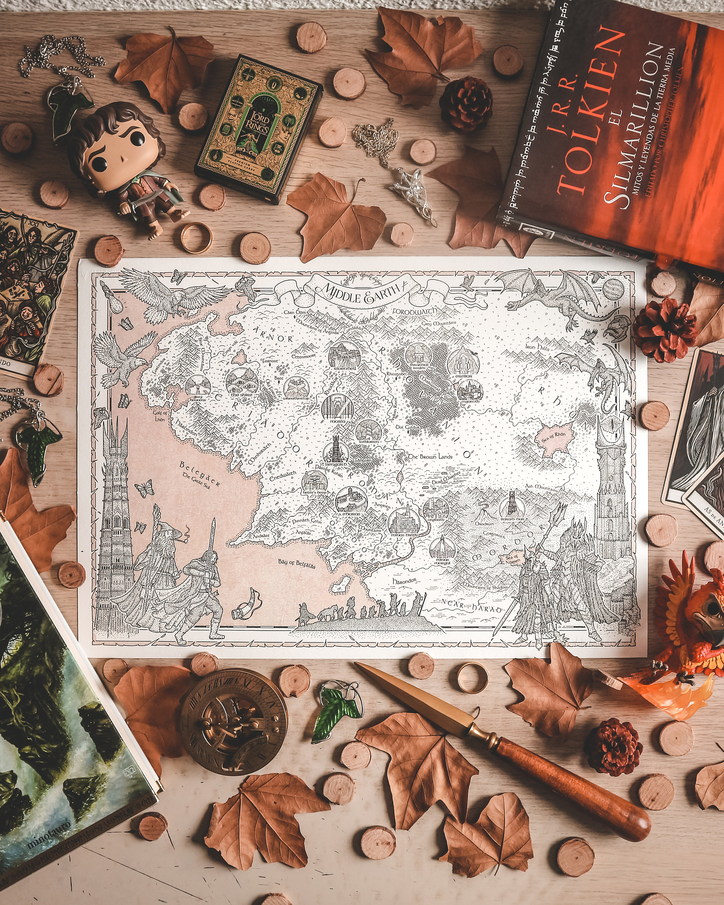 MIDDLE EARTH MAP - From Lord of the Rings - FanArt illustration by Andrés Aguirre @aaguirreart