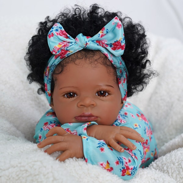 African American Reborn Toddler Black Skin Reborns Lifelike Newborn Dolls 17 inch Doll