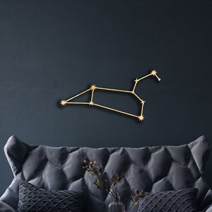 Dekoracja ścienna Lew Lew z drewna, Wiszący znak, Sztuka drewniana, Słońce, Księżyc i gwiazdy, Znak zodiaku, Astronomia niebieska, Sztuka ścienna konstelacji