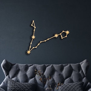 Dekoracja ścienna Ryby z drewna, Wiszący znak, Sztuka drewniana, Słońce, Księżyc i gwiazdy, Znak zodiaku, Astronomia niebieska, Sztuka ścienna konstelacji