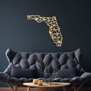 Florida Karte Wanddekor aus Holz, Wanddeko aus Holz, Wanddeko aus Holz, Geometrische Landkarte, Geometrie Design Geschenk, Figur Dekor, Tallahassee