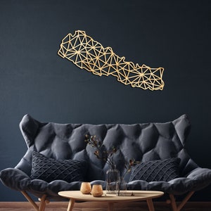 Nepal mappa parete arredamento da legno, segno appeso, arte della parete in legno, mappa geometrica del paese, regalo di design geometria, figura Decor, Kathmandu