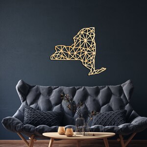 New York Karte Wanddekor aus Holz, Hängeschild, Holz Wandkunst, Zustand Geometrische Karte, Geometrie Design Geschenk, Figur Dekor, Albany