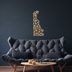 Delaware kaart wand decor van hout, opknoping teken, houten muur kunst, staat geometrische kaart, geometrie ontwerp cadeau, figuur decor, Dover