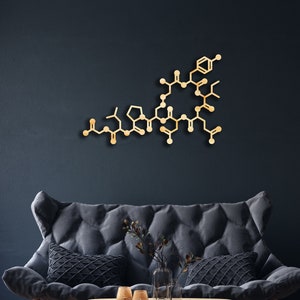 Oxytocine molecule wall decor from wood, Hanging Sign, Science, Chemistry, Chemical Reaction, Formula, Hormone Love and Affection, Medical