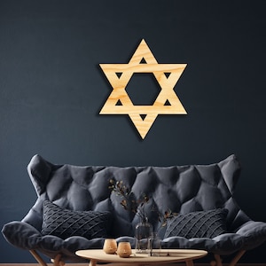 Decoración de la pared de la Estrella de David de madera, Signo colgante, Arte de la pared de madera, Símbolo judío antiguo, Israel, Estrella de seis puntas, Hexagrama, Jerusalén