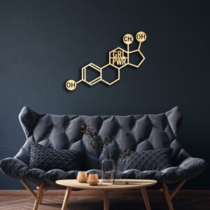 Estrogen molecule wall decor from wood, Hanging Sign, Wooden Art, Science, Chemistry, Chemical Reaction, Female Hormone, Formula, Women