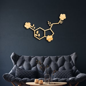 Serotonin molecule Flower wall decor from wood, Hanging Sign, Wooden Art, Science, Chemistry, Chemical Reaction, Formula, Hormone Happiness