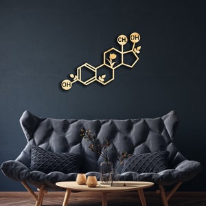 Estrogen molecule wall decor from wood, Hanging Sign, Wooden Art, Science, Chemistry, Chemical Reaction, Female Hormone, Formula, Women