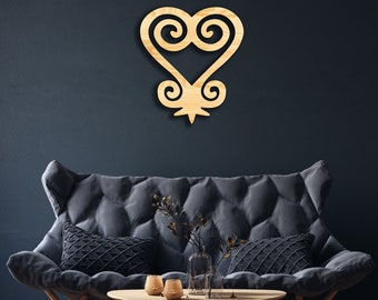 SANKOFA (importance of learning from the past) wall decor from wood, Adinkra African Ghana Kente Africa, Wooden Art, Wood Sign, Akom Symbol