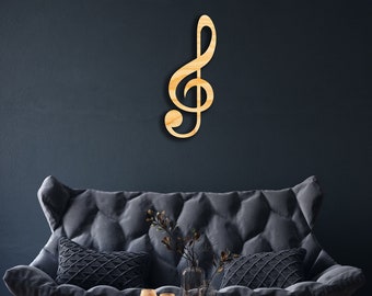 Treble Clef wall decor from wood, Hanging Sign, Wooden Wall Art, Musician, Musical, Double Bass, Bass Clef, Gift Bass Music Player