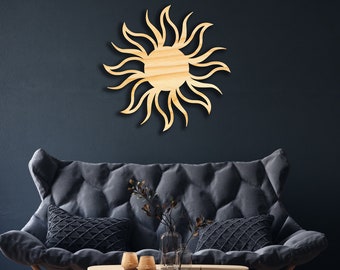Sun wall decor from wood, Hanging Sign, Wooden Wall Art, Solar Eclipse, Sun Of Energy, Farmhouse, Emblem Sun