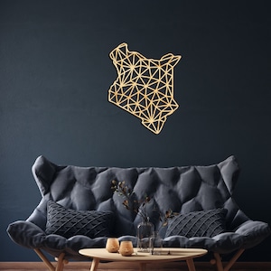 Kenia kaart wand decor van hout, opknoping teken, houten muur kunst, land geometrische kaart, geometrie ontwerp cadeau, figuur decor, Nairobi