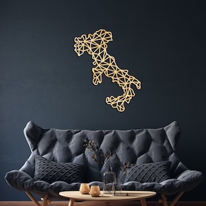 Décoration murale de carte Italie en bois, signe suspendu, art mural en bois, carte géométrique de pays, cadeau de conception de géométrie, décor de figure, Rome