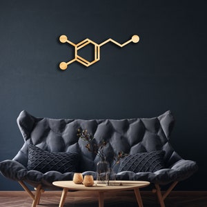 Dopamin molecule wall decor from wood, Hanging Sign, Wooden Art, Science, Chemistry, Chemical Reaction, Happiness Hormone, Formula, Medical