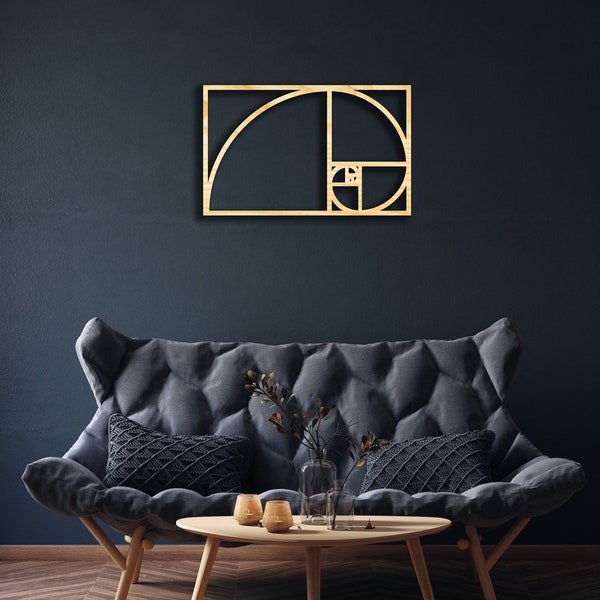 Golden Spiral Fibonacci wall decor from wood, Wooden Art, Symbol, Ratio, Sacred Geometry, Divine Proportion, Renaissance, Leonardo Da Vinci