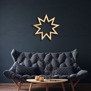 Bahai Star wall decor from wood, Hanging Sign, Wooden Wall Art, Five Pointed Star, Haikal, Baháʼu&#39;lláh, Baha&#39;i Symbol, Bab and Baha&#39;u&#39;llah
