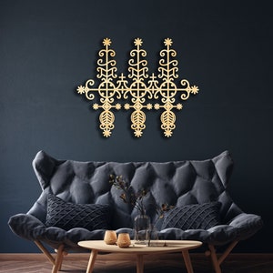 Marassa Twins (família de bênçãos abundantes) decoração de parede de madeira, placa suspensa, arte de parede de madeira, ocultismo veve haitiano, vodu, vodu mágico