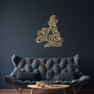 Großbritannien und Irland Karte Wanddekor aus Holz, Hängeschild, Holz Wandkunst, Land Geometrische Karte, Geometrie Design Geschenk, Figur Dekor