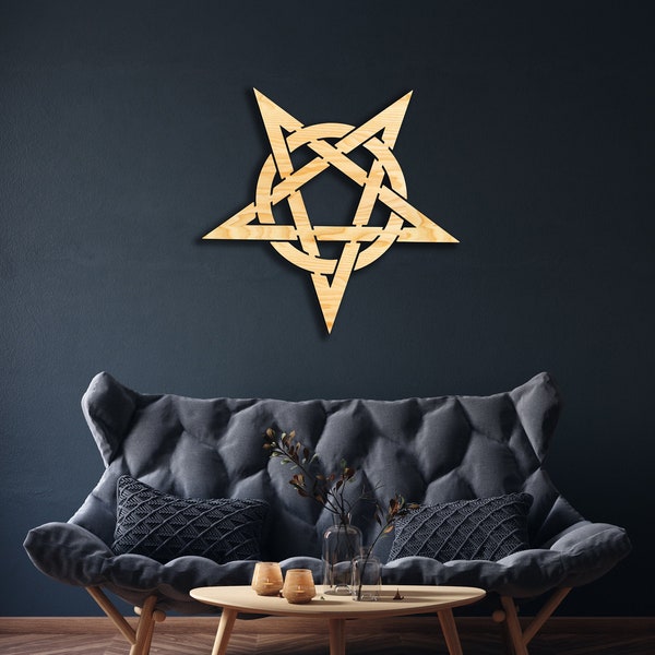 Pentagram wall decor from wood, Hanging Sign, Wood Art, Ars of Goetia, Solomon Seal, Satanic, Key of Solomon, Kabbalah, Baphomet, Star