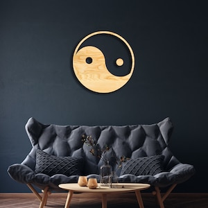 Bagua Feng Shui wall decor from wood, Hanging Sign, Wooden Wall Art, Xiantian, Fu Xi Taoist Tai Chi, Yin Yang I Ching, Chinese Symbol