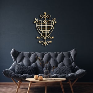 Heart Erzuli Danto (motherhood and lgbt) wall decor from wood, Hanging Sign, Wooden Wall Art, Occultism Haitian Veve, Vodou, Magic Voodoo