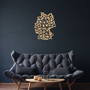 Germany map wall decor from wood, Hanging Sign, Wooden Wall Art, Country Geometric Map, Geometry design gift, Figure Decor, Berlin