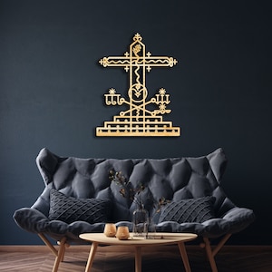 Papa Ghede (crossing over death fertility) wall decor from wood, Hanging Sign, Wooden Wall Art, Occultism Haitian Veve, Vodou, Magic Voodoo