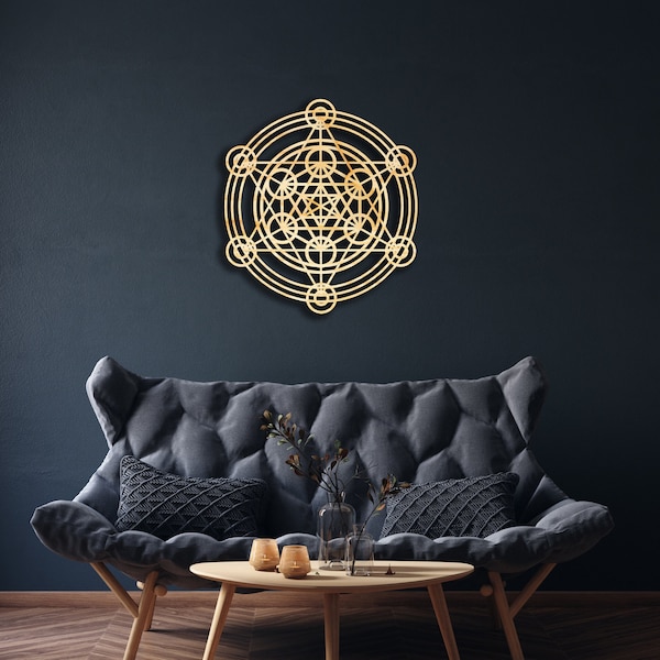 Metatron's Cube wall decor from wood, Wooden Art, Wood Symbol, Sacred Geometry, Divine Triangle, Archangel Metatron, Chakra Healing Crystal
