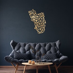 Goa carte décoration murale en bois, signe suspendu, art mural en bois, carte géométrique de pays, cadeau de conception de géométrie, décor de figure, Panaji