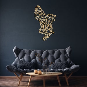 Derbyshire Karte Wanddekor aus Holz, Hängeschild, Holz Wandkunst, Land Geometrische Karte, Geometrie Design Geschenk, Figur Dekor