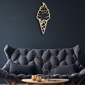 Eis Wanddekoration aus Holz, Schild zum Aufhängen, Holzwand Kunst, Eis Bar Schild, Geschenk zum Essen, Eis Waffel, Sommer Holz Dekor