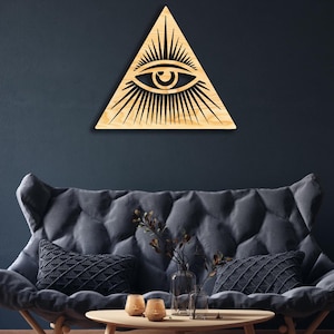 Eye of Providence wall decor from wood, Hanging Sign, Wooden Wall Art, All-seeing Eye of God, Masonic Eye, Third Eye Amulet, Mason Symbol