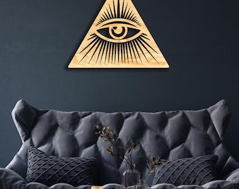 Eye of Providence wall decor from wood, Hanging Sign, Wooden Wall Art, All-seeing Eye of God, Masonic Eye, Third Eye Amulet, Mason Symbol