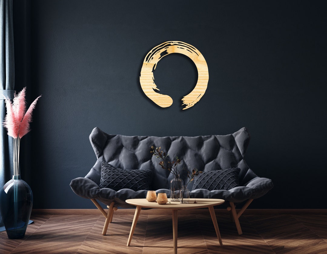 Enso Circle Wall Decor From Wood, Hanging Sign, Wooden Art, Enzo Circle, Zen Art, Enlightenment